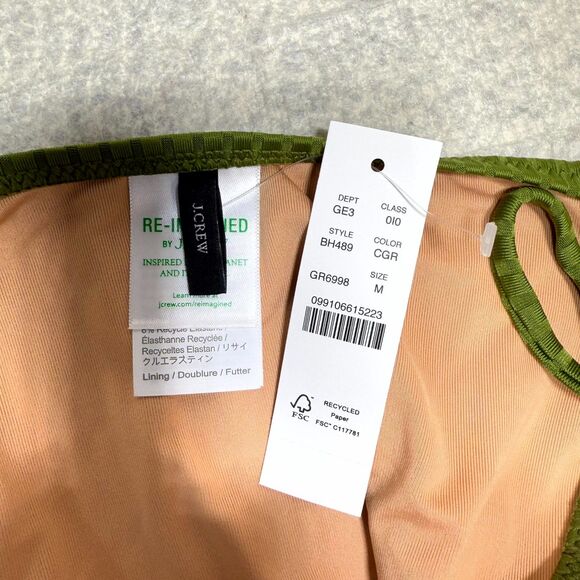 J.Crew Wide-Rib High-Rise Bikini Bottom Dark Green Ladies Size M NEW - Picture 2 of 9